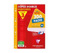 Clairefontaine 447111AMZC Set of 3 Double Perforated Copy Cases - A4 21x29.7 cm - 300 Seyes Ruled Pages - White Paper 90 g - Reusable Case