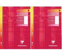 Clairefontaine 4715C - One Perforated Double Sheet Case - Dimensions: A4 21 cm x 29.7 cm - 200 Lined Pages with Margin - 90 g White Paper - Reusable Case (Pack of 2)