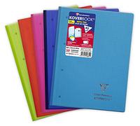 Clairefontaine 4851C Un Bloc de Cours Koverbook Agrafé Grand Côté - A4+ 22,3x29,6 cm - 160 Pages Détachables Petits Carreaux avec Marge Perforées 4 Trous - Couverture Polypro - Couleur Aléatoire