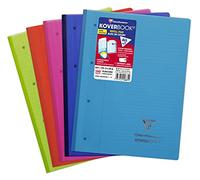 Clairefontaine 4881C Koverbook Course Pad Stapled Long Side - A4+ 22.3x29.6cm - 160 Detachable Pages Lined with Margin Perforated 4 Holes - 90g White Paper - Polypro Cover Random Colour
