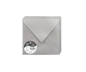 Clairefontaine 50073C Silver Iridescent Paper Pack of 20 Gummed Envelopes Square (16.5x16.5cm) 120gsm Invitation Correspondence Pollen Range Premium Smooth
