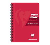 Clairefontaine Europa - Ref 5815Z Wirebound Notebooks, Hardwearing Bright and Glossy Covers, 180 Lined Sheets, A5 size and Micro-Perforated Pages, Red Cover