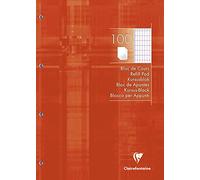 Clairefontaine 5817C - One Perforated Glued Pad Tangerine - A4 21x29.7 cm - 200 Squared Pages 4x8 mm with Margin - White Paper 90 g - Laminated Card Cover