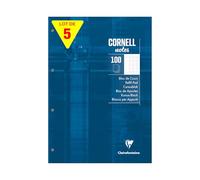 Clairefontaine 58199CPack of 5 Coursepads "CORNELL notes" Glued Perforated Petrol Blue - A4 21x29,7 cm - 200 Seyes Ruled Pages - White Paper 90 g - Laminated Card Cover