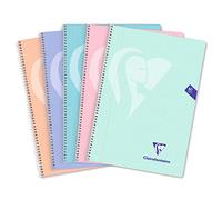 Clairefontaine 596983C Mimesys Spiral Notebook - 21.5 x 31 cm - 160 Quadruled Pages 4 x 4 mm with Margin - White Paper 90 g - Cover Polypro - Random Pastel Colour