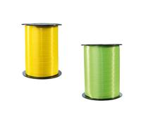 Clairefontaine 601715AMZC - un lot de 2 bobines de Ruban Bolduc Lisse - 500mx0,7 cm - Emballage Cadeau, accessoire de décoration - Jaune/Vert Clair