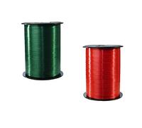 Clairefontaine 601774AMZC - One Set of 2 Rolls of Smooth Ribbon - Dimensions: 500mx0,7 cm - Gift wrapping - decorative accessories - Colour: Green/Red