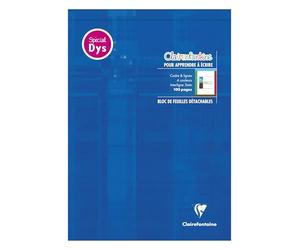 Clairefontaine 6138C Blue K Writing Pad Glued to the Header A4 21x29,7cm - 100 Pages. 4 Colour Ruler Special Dys Line Spacing 3mm - White Paper 90g Card Cover