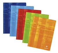 Clairefontaine 63362C Lot de 10 Cahiers Agrafés - 24x32 cm - 96 Pages Petits Carreaux - Papier Blanc 90 g - Couverture Carte Pelliculée - Couleurs Aléatoires