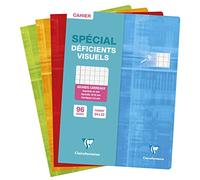 Clairefontaine 63396C A Stapled Notebook for the Visually Impaired - 24x32 cm - 96 Pages Seyes Black Squares 2.5 mm Enlarged 10/10 - White Paper 90 g - Laminated Card Cover - Random Colour