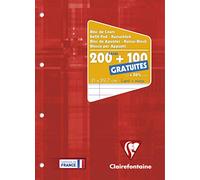 Clairefontaine - Ref 65818C - Glued Punched Refil Pad (300 Pages) - 21 x 29.7cm, 90gsm Paper , 4-Hole Punched, Lined Rulings, Laminated Card Cover - Raspberry Red