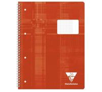 Clairefontaine 68226C A Red Perforated Spiral Notebook - A4+ 22.5x29.7 cm - 160 Detachable Small Square Pages with Right Margin - 90 g White Paper - Laminated Card Cover