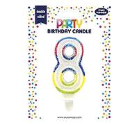 Clairefontaine 6828-8C - A Birthday Candle - Number 8 - Decoration For Cakes, Topper For Cakes, Birthdays Children And Adults