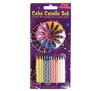 Clairefontaine 6846-CCC - A Set of 24 Birthday Candles + 12 Candle Holders - Assorted Colours: Blue, Pink, White, Yellow - Birthday, Anniversary, Happy Birthday Candles
