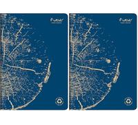 Clairefontaine 684662C A Notebook Forever Collection Stapled 100% Recycled Cobalt Blue - A4 21x29,7cm - 96 Lined Pages - Recycled White Paper 90g - Card Cover (Pack of 2)