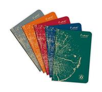 Clairefontaine 68486C Set of 5 Stapled Notebooks Forever Collection Stapled Recycled - A5 14,8x21cm - 96 Lined Pages - White Paper 90g - Cover Random Colours