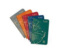 Clairefontaine 68496C - FOREVER premium quilted notebook 9x14cm 90g recycled 96p lined assorted colors - PAQ of 5
