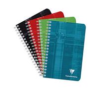 Clairefontaine - Ref 68682C - Wire bound Notebook (50 Sheets) - 11 x 17cm Size, Squared Ruling, 90gsm Brushed Vellum Paper, Laminated Card Cover - Assorted Colours (Pack of 10)