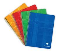 Clairefontaine 68721Cpack Lot de 10 Cahiers à Spirale - 17x22 cm - 100 Pages Grands Carreaux - Papier Blanc 90 g - Couvertures Carte Pelliculée - Couleurs Aléatoires