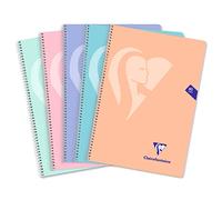 Clairefontaine 696983C Mimesys Spiral Notebook - 21,5,x31 cm - 160 Grid Pages 4x4 mm with Margin - 90 g White Paper - Soft Card Cover - Random Pastel Colour