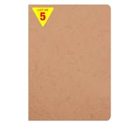 Clairefontaine 733000CPack Age Bag Collection Pack of 5 Stapled Notebooks Tobacco A4 21x29,7cm - 96 Plain White Pages - Paper 90g - Leather Glossy Card Covers