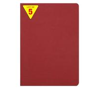 Clairefontaine 733002CPack Age Bag Collection Pack of 5 Red Stapled Notebooks A4 21x29.7cm - 96 Plain White Pages - 90g Paper - Leather Glossy Card Covers