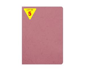 Clairefontaine 733006CPack Age Bag Set of 5 Stapled Notebooks Antique Pink - A4 21x29.7cm - 96 Plain White Pages - 90 gsm Paper - Leather Glossy Card Cover