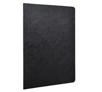 Clairefontaine - Ref 733061C - Age Bag Staplebound Notebook (96 Pages) - A4 Size, Lined Rulings, 90gsm Brushed Vellum Paper - Black Leather Effect Cover