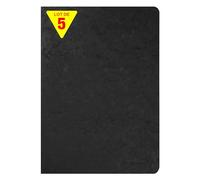 Clairefontaine 733061CPack Age Bag Collection Pack of 5 Black Stapled Notebooks A4 21x29.7 96 Lined Pages w/ Margin - 90g White Paper Leather Glossy Card Covers