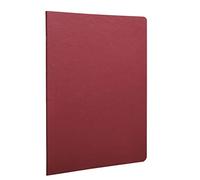 Clairefontaine - Ref 733062C - Age Bag Staplebound Notebook (96 Pages) - A4 Size, Lined Rulings, 90gsm Brushed Vellum Paper - Red Leather Effect Cover