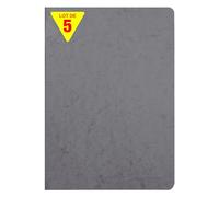Clairefontaine 733065CPack Age Bag Collection Pack of 5 Grey Stapled Notebooks A4 21x29.7 96 Lined Pages w/ Margin - 90 g White Paper Leather Glossy Card Covers