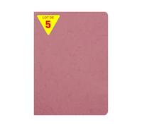 Clairefontaine 733066CPack Age Bag Collection Set of 5 Antique Pink Stapled Notebooks A4 21x29.7cm 96 Margined Lined Pages - 90g White Paper Leather Card Cover