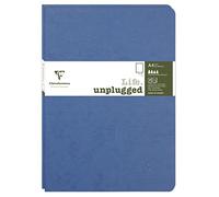 Clairefontaine 733084C Age Bag Collection Set of 2 Blue Duo Stapled Notebooks - A4 21x29.7 cm - 96 Plain White Pages - 90 gsm Paper - Leather Grain Glossy Card Cover