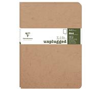 Clairefontaine 733086C Collection Age Bag Set of 2 Tobacco Duo Stapled Notebooks - A4 21x29,7 cm - 96 Plain White Pages - 90 gsm Paper - Leather Grain Glossy Card Cover
