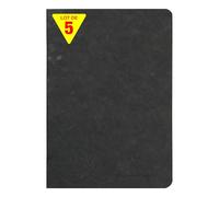 Clairefontaine 733101CPack Age Bag Collection Pack of 5 Black Stapled Notebooks A5 14.8x21 cm - 96 Plain White Pages - 90gsm Paper - Leather Glossy Card Covers