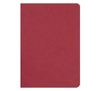 Clairefontaine 733102C Collection Age Bag A Red Stapled Notebook - A5 14.8x21 cm - 96 Plain White Pages - 90 gsm Paper - Leather Grain Glossy Card Cover