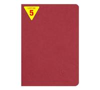 Clairefontaine 733102CPack Age Bag Collection Pack of 5 Red Stapled Notebooks A5 14.8x21cm - 96 Plain White Pages - 90g Paper - Leather Glossy Card Covers