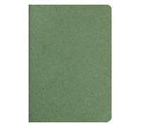 Clairefontaine - Ref 733163C - Age Bag Staplebound Notebook (96 Pages) - A5 Size, Lined Rulings, 90gsm Brushed Vellum Paper - Green Leather Effect Cover