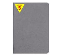 Clairefontaine 733165CPack Age Bag Collection A Pack of 5 Grey Stapled Notebooks A5 14.8x21cm - 96 Lined Pages - White Paper 90 g - Leather Glossy Card Covers