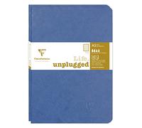 Clairefontaine 733174C Collection Age Bag Set of 2 Blue Duo Stapled Notebooks - A5 15.8x21 cm - 96 Lined Pages - 90 g White Paper - Leather Grain Card Cover