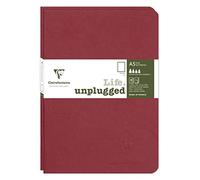 Clairefontaine 733182C Collection Age Bag Set of 2 Red Duo Stapled Notebooks - A5 15.8x21 cm - 96 Plain White Pages - 90 gsm Paper - Leather Grain Card Cover