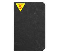 Clairefontaine 734101CPack Age Bag Collection Set of 5 Black Stapled Notebooks - 9x14 cm - 96 Plain White Pages - 90 gsm Paper - Leather Glossy Card Covers