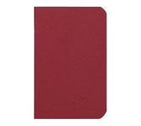 Clairefontaine 734102C - Collection Age Bag A Red Stapled Notebook - Size: 9x14 cm - 96 Plain White Pages - 90 gsm Paper - Leather Grain Glossy Card Cover