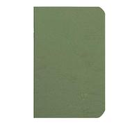 Clairefontaine 734103C Age Bag Collection A Green Stapled Notebook - 9x14 cm - 96 Plain White Pages - 90 g Paper - Glossy Leather Grain Card Cover