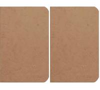 Clairefontaine 73410C - Collection Age Bag Tobacco Stapled Notebook - 9x14 cm - 96 Plain White Pages - 90 g Paper - Grain Leather Glossy Cardboard Cover (Pack of 2)