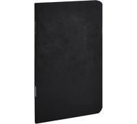 Clairefontaine - Ref 734161C - Age Bag Staplebound Notebook (96 Pages) - 9 x 14cm, Lined Rulings, 90gsm Brushed Vellum Paper - Black Leather Effect Cover