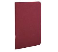 Clairefontaine - Ref 734162C - Age Bag Staplebound Notebook (96 Pages) - 9 x 14cm, Lined Rulings, 90gsm Brushed Vellum Paper - Red Leather Effect Cover