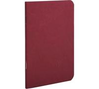 Clairefontaine - Ref 734162C - Age Bag Staplebound Notebook (96 Pages) - 9 x 14cm, Lined Rulings, 90gsm Brushed Vellum Paper - Red Leather Effect Cover