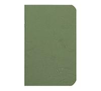Clairefontaine 734163C Collection Age Bag A Green Stapled Notebook - Size: 9x14 cm - 96 Lined Pages - 90 g White Paper - Leather Grain Glossy Card Cover
