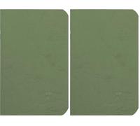 Clairefontaine 734163C Collection Age Bag A Green Stapled Notebook - Size: 9x14 cm - 96 Lined Pages - 90 g White Paper - Leather Grain Glossy Card Cover (Pack of 2)